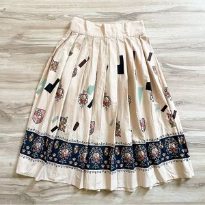 Vintage Manes Fabric Fleur De Lis Royal Crest Crown Pattern Skirt